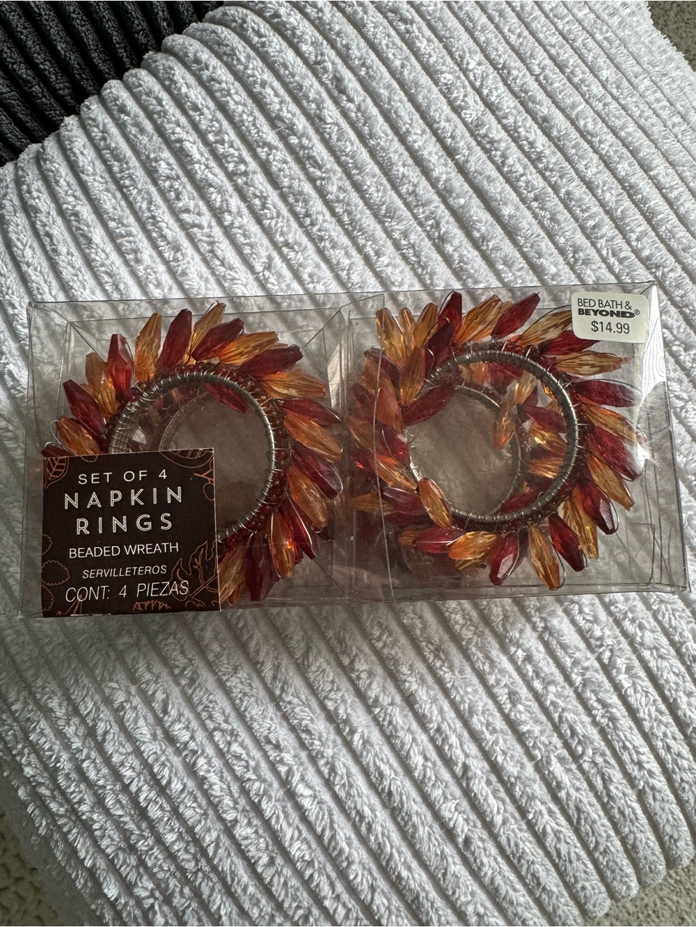 Set of 4 Autumn Leaf Napkin Rings - Orange & Red